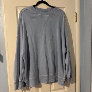 Aerie Blue Distressed Oversized Crewneck
